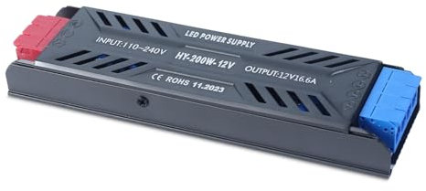 SUCIKORIO 12V 200W Netzteil LED Trafo LED Transformator 230V auf 12V 16,6A Schlank Konstante Spannung LED Treiber Netzteil 12V Ultra Dünn Niedervolttrafo für LED Lampen, LED Strip, Nicht Dimmbar