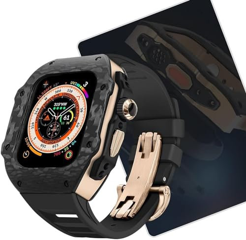 GAFNED Uhrengehäuse aus Karbonfaser, für Apple Watch Ultra 8, 49 mm, 7, SE, 6, 5, 4, SE, 45 mm, 44 mm, luxuriöses modifiziertes Uhrengehäuse, 49 mm, Achat