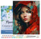 Figured'Art Peinture par Numéro Adulte avec Cadre Femme au foulard rouge - Activité Manuelle Kit de Loisir Créatif DIY Numéro d'Art Complet - 40x50cm toile tendue sur châssis