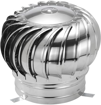 PATIKIL 11.8 Inch Exhaust Cap Roof Flue Vent Stainless Steel Roof Vent Wind Turbine Cap Cover Round Rotation Flue Vent for Outside Chimney Cover Flue Caps