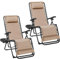 Abician Transat en Textilène avec Plateau Amovible, Lot de 2 Chaise Longue Pliante de Zéro Gravité Inclinable, Fauteuil Relax pour Bain de Soleil Piscine Jardin Terrasse, Charge 114kg Beige