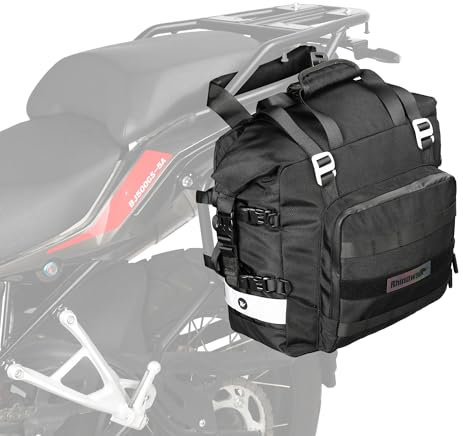 Rhinowalk Motorrad Satteltasche, 20L wasserdichte Seitentasche, Schnelle Montage, Gepäcktasche für Adventure- und Sportbikes, Schwarz (1 Stück)