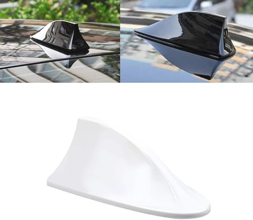 HOPASRISEE Keluvo Haifischflossen-Autoantenne, Autoantenne mit VerstäRker, Haifisch Antenne Auto, Am/Fm mit Verstaerker, Widerstand Reduzieren und Ohne Bohren Installieren(Weiß)