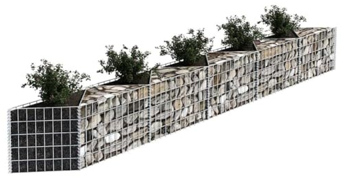 BAKAJI Filet de gabion pour jardin et pierres en acier galvanisé, gabions avec double chambre panier métallique résistant intempéries et durable, murs de soutien clôtures 300 x 30 x 50 cm