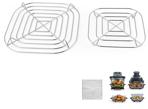 2 cestas vaporeras de Acero Inoxidable para Ninja CRISPi FN101 freidora de Aire, Cesta para freír Ninja Crispi, Accesorios para recipientes de Vidrio Ninja CRISPi de 3,8 L, SUS304