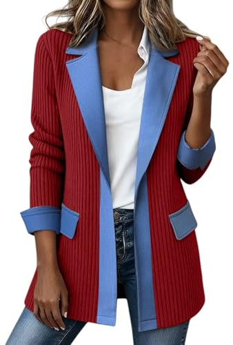 Jeansblazer dam elegant jeansjacka smal lång ärm lapptäckestil | 2026 Ny jeansblazer, damjeansjacka sittande, kontors-jeansjacka trendig elegant, jeansblazer basic, övergång ytterkläder