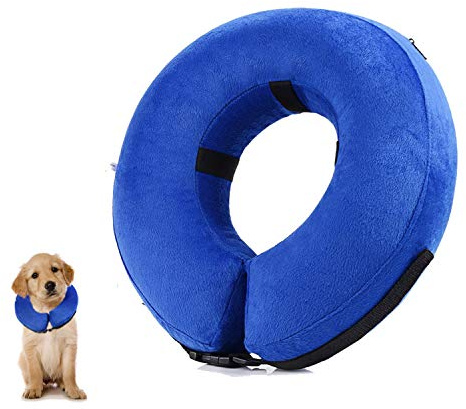 Collar de recuperación Inflable para Perros, Cono de Cuello isabelino Ajustable para Mascotas Recuperación de cirugía o heridas (S)