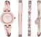 Anne Klein Women's Bangle Watch and Premium Crystal Accented Bracelet Set Pink