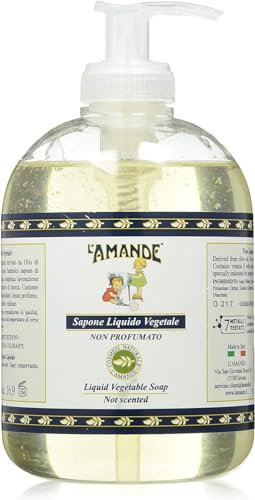 L'AMANDE - Liquid Hand and Vegetable Body Soap Derived from Olive Oil, Body Wash Nourishing Cleansing Gel with Vitamin E, Hand Soap and Natural Shower Foam, 500ml