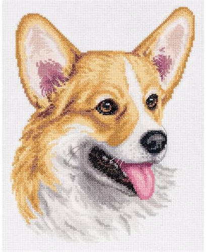 PANNA - Counted Cross Stitch Kit - Welsh Corgi - J-7098-16 Count - Aida - 9.84 x 7.87 inch - DIY kit