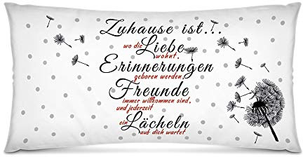 PR Print Royal XXL-Deko-Kissen mit Spruch Zuhause ist Liebe - 80 x 40 cm/Geschenk-Idee/Wohnen/Dekoration/Familie/Kopf-Kissen - inkl. Kissenfüllung