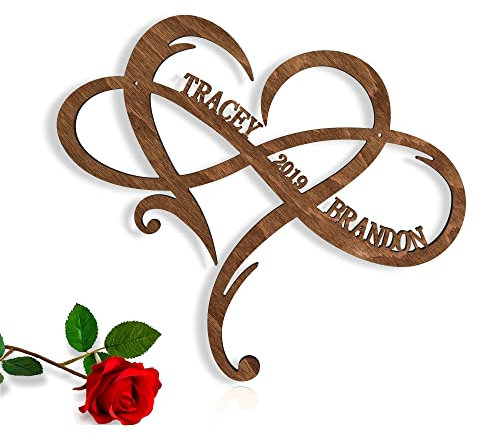 Personalisiertes Holz Wandschild Türschild Unendlichkeitszeichen 2 Namen und Jahr Unendlichkeit Liebe Herz Wanddeko Individuelles Freundin, Freund Geschenke Hausdeko Jahrestag Geburtstag Valentinstag