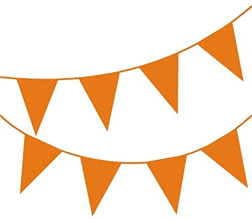 Happium 20 m lang/65 ft einfarbige Wimpelkette, Flaggen, Banner, Wimpel, Party-Dekoration, Girlande (Orange)