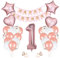Vicloon Compleanno Decorazione, Compleanno 1 Anno, Oro Rosa Feste Decorazioni Kit Palloncini Buon Banner Palloncini per Il del bambino