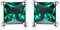 JewelryPalace Quadrat Schliff 0.6ct Simulierter Smaragd Ohrstecker Silber 925 Damen, Grün Schmuck Set, Ohrringe Silber Edelstein Mädchen, Ohrstecker Silber klein mit Stein Frauen