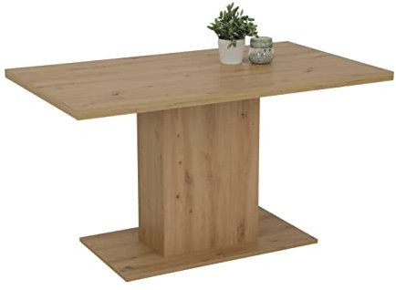Hela Tische, Esstisch Säulentisch Linn, Holzwerkstoff melaminbeschichtet, Dekor Artisan, Bodenplatte, 138x80cm