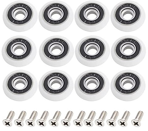 12 Pezzi Ruote Doccia, DOYUKY Rullo Per Porta Scorrevole con Viti, Rotelle per la Porta della Doccia, Rotelle per Box Doccia Runners Ruota, per Porte Scorrevoli Doccia 23MM