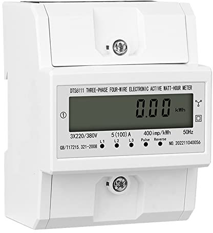 Misuratore Contatore di Corrente Digitale,Contatore di Energia Trifase,230 / 400V 5-100A Voltmetro Amperometro,Contatore Elettrico, Guida Din, CT integraton, per misurare Tensione Corrente Potenza