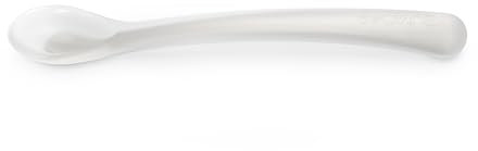 Suavinex, Cuillère en Silicone pour Bébés +4 Mois, Souple, Bout Arrondi, Manche Long et Ergonomique, Idéal Gencives Sensibles, Compatible Lave-vaisselle, Gris