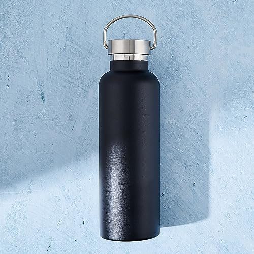 GAM - Borraccia personalizzata con incisione al laser, 850,5 g, in acciaio inox, borraccia termica, colore: nero