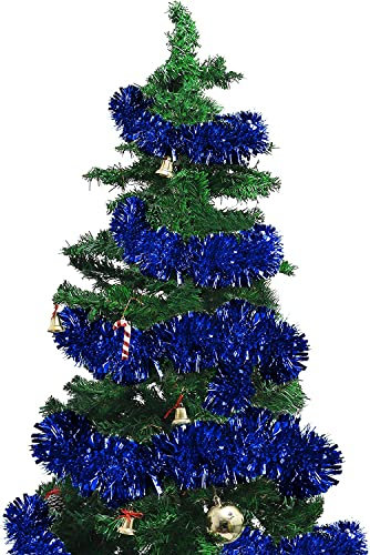 Ghirlanda di Natale Tinsel, 6PCS Ghirlande Metalliche Scintillanti, 12m Ghirlanda Natalizia, Ghirlanda Orpelli Natalizia, Festoni Natalizi per La Decorazione di Interni Ed Esterni di Feste (Blu)