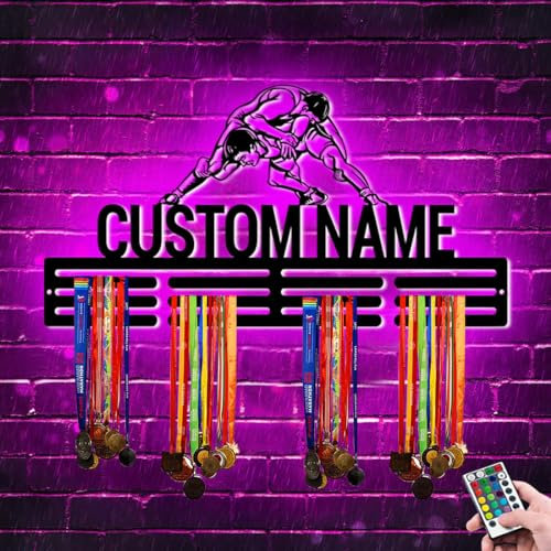 Personalizzabile Wrestling Medal Hanger - Espositore Porta Medaglie per Premi e Nastri - Regalo per Giocatori - Gancio con Nome Personalizzato - Supporto per Nastro