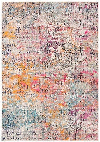 Safavieh Tapis Contemporain pour Salon, Salle à Manger, Chambre à Coucher - Madison Collection, Tapis à Poil Court, Gris et Rose, 61 x 91 cm