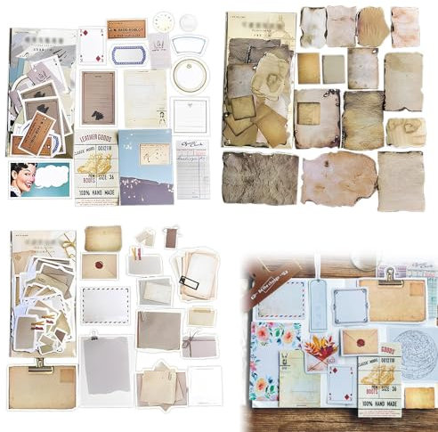 CODIRATO 135 Stück Vintage Scrapbooking Sticker Bullet Journal Aufkleber Beschreibbar Vintage Tagebuch Aufkleber Washi Aufkleber Dekopapier für Scrapbook Notizbuch Tagebuch Dekoration, 45 Stile