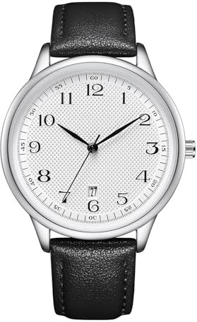 CIVO Uhren Herren Lederarmband Armbanduhr: Schwarz Analog Wasserdicht Männer Uhren Quarz Business Herrenuhr Weiß Zifferblatt