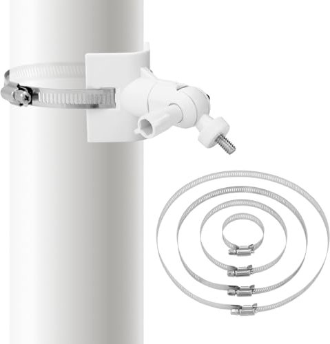 QWORK® Universelle Masthalterung Metall mit 4 Schlaufen Ø50/100/150/200mm, Kompatibel mit Arlo/Wyze/Eufycam Überwachungskameras - Weiß