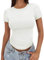 Eniloyal T Shirt Damen Weiss Basic Tshirt Sommer T-Shirt Eng Rundhals Skims Dupe Sexy Y2k Crop Top Sport Gym Kurzarm Weiß Oberteile