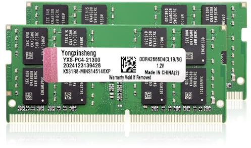 DDR4 SODIMM 2666 MHz 16GB Kit (2x8GB) Laptop RAM PC4-21300 Non-ECC Unbuffered 1.2V 2Rx8 Dual Rank 260-Pin CL19 PC Computer Memory Upgrade Module