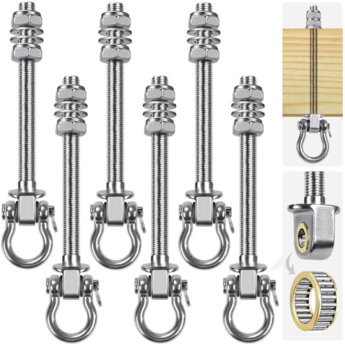 Dolibest Schaukelhaken Holzbalken 225mm Edelstahl Hängematte Deckenanker/6 | 15cm Stahlträger,Hängesessel Aufhängung Yoga Turnringe Kletterringe Befestigung Boxsackhalterung,M10,680kg,Kugellager