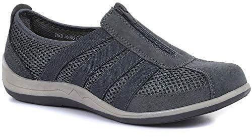 Pavers Women’s Lightweight Zip-Up Trainers in Grey - Breathable Mesh Upper Ladies Shoes - Versatile Comfortable Footwear - Size UK 5 / EU 38
