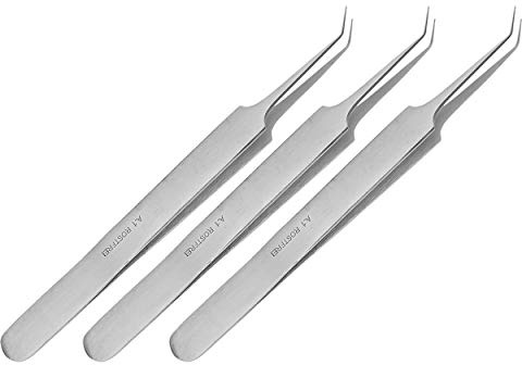 May Set: 3X Zeckenzange extrafein gebogen Edelstahl | 3er-Pack Erste-Hilfe-Pinzetten aus rostfreiem Stahl für Haustiere