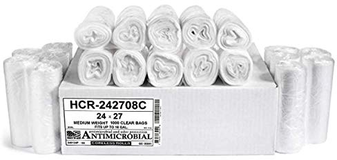 Aluf Plastics Lot de 1 000 sacs poubelle transparents de 3 à 5,6 l – 7,6 x 8,1 m – Sacs poubelle haute densité équivalents à 8 microns pour salle de bain, bureau, industriel, commercial, conciergerie,