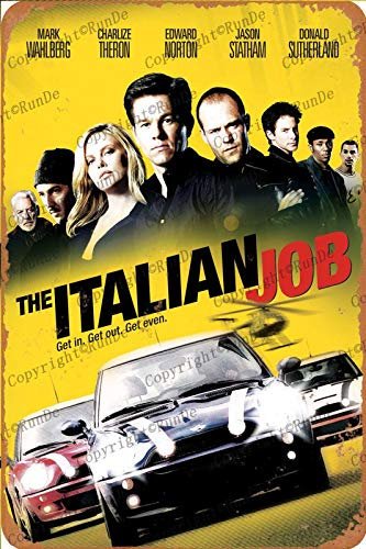 Cimily The Italian Job Movie Poster Vintage Blechschild Eisenmalerei Plakette Wanddekor Metallschild Cafe Beer Pub und Man Cave Retro Art Poster 8 * 12 Zoll
