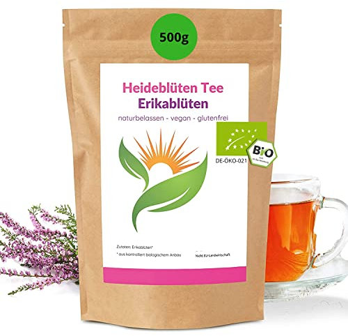Konfitee Bio Heideblüten- & Erikablütentee 500g I Naturreine & gerebelte Erikablüten I Vegan & ohne Zusätze I Vielseitiges Heidekraut für Tee, Tinktur & Heideschnaps I Premium Qualität
