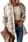 Yming Damen Casual Revers Langhemd mit Pocket Button Down Vintage Holzfällerjacke Light Cafe XXL