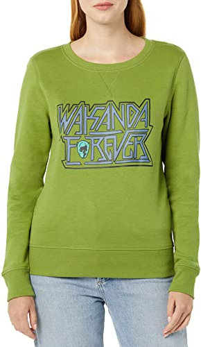 Amazon Essentials Disney | Marvel | Star Wars | Princess Felpe Girocollo Foderate in Pile Donna, Marvel Wakanda Forever, XL