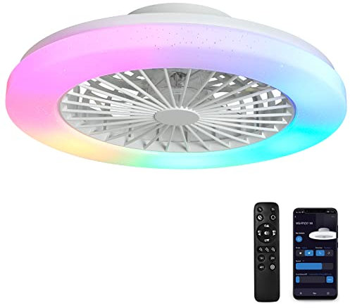 Depuley Smart Ceiling Fan with Voice Control, Reversible Ceiling Fans with RGB Lights, Fan Light Ceiling for Bedroom Livingroom Children's Room, App and Remote Control,3-Speed,Dimmable