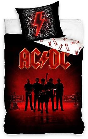 AC/DC Power Up Einzelbettbezug & Kissenbezug Set - Wendebettwäsche Bettbezug mit Kissenbezug aus 100% Baumwolle - Komfortabler & atmungsaktiver Bettbezug