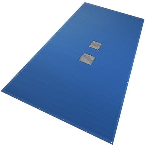 VOUNOT Poolabdeckung rechteckig, Pool Abdeckplane aus Polyethylen 160 g/m² mit Abflussnetz, Doppelte Poolplane Wasserdicht Schimmelresistent Reißfest mit Aluminiumösen 5X10m