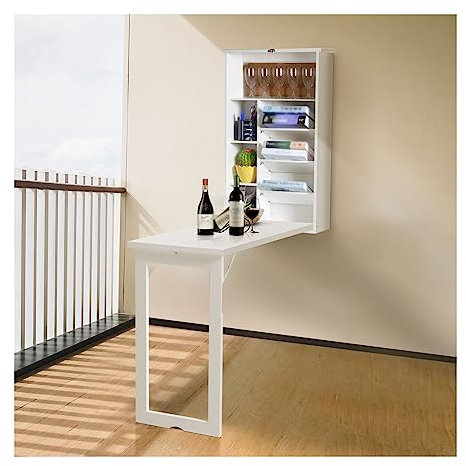 GaRcan An der Wand montierter Klapptisch, Wäscheklapptisch aus Holz für kleine Platzersparnis, Stabiler schwebender Schreibtisch mit robuster Halterung für Esszimmer, Zimmer, AR