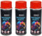 VE-INDUSTRIES Lackspray nach RAL 3er Sparpack Spraydose 400ml Buntlack für Holz, Metall (3000 Feuerrot Matt)