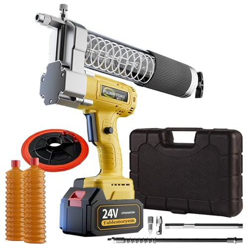 Fablestoryem 24V Electric Grease Pump, [2024 Update Powerful] Cordless Grease Machine with 12000 PSI Hoses, Hard Hose, with 19800mAh Batteries and Charger, LED Light,2 battery