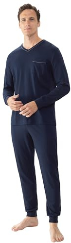 Mey Nachtwäsche Serie Pure Night Herren Schlafanzüge lang Yacht Blue XXL(XXL)