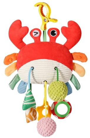 Hochets suspendus pour berceau, carillon à vent d'animaux en peluche - Lit de berceau autour du hochet | Jouet de berceau confortable avec motif crabe crion pour poussette, berceau, lit pour ni