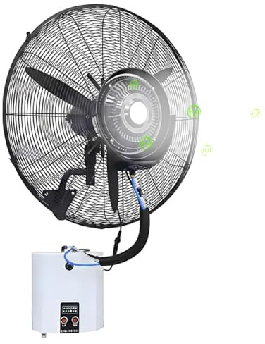 Genérico Ventilador Nebulización Industrial Pared Wall Fan 26in 30in Ventilador con Pulverizador Grande Ventiladores de Refrigeración Impermeable con 15L Depósito(30in/750mm)