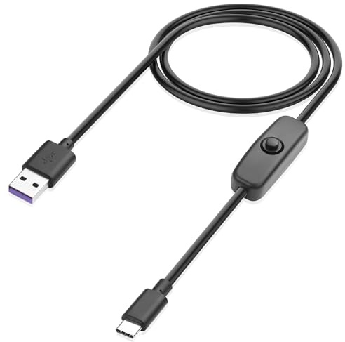 JSADZKJ Cable de carga con interruptor USB a USB-C Cable de alimentación macho tipo A a macho tipo C 4A con interruptor de 501 ON/OFF, cable de extensión de 3,28 pies tipo C